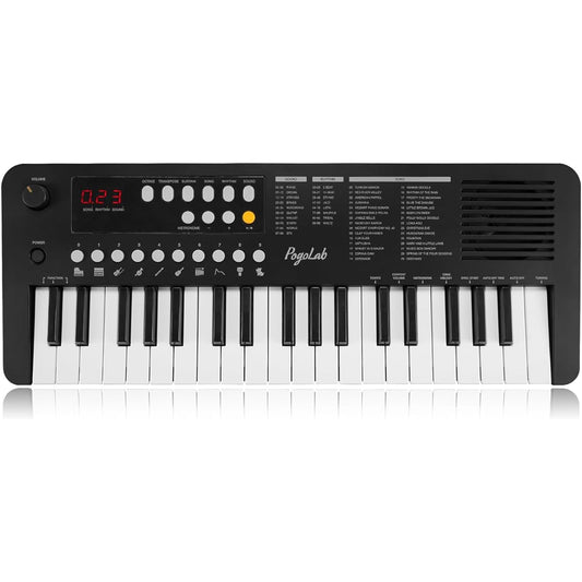 POGOLAB 37 Keys Small Keyboard Piano Mini Portable Piano Keyboard with Transpose & Octave Functions Built-in LED Display and Speaker Digital Music Keyboard Gift for Beginners/Adults (Black)