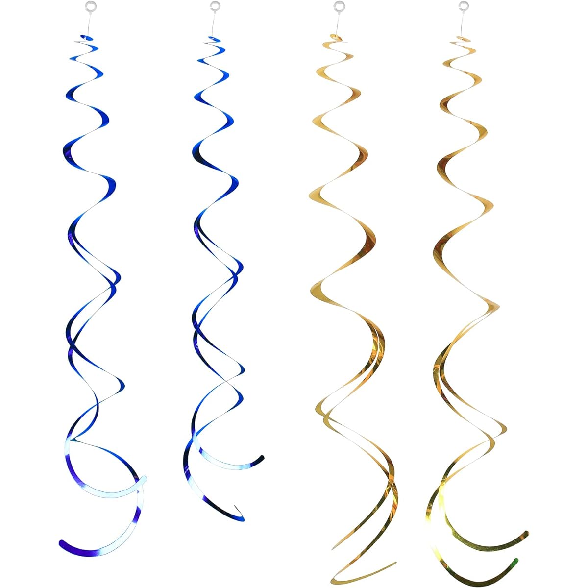 GUZON 24pcs Navy Blue Gold Party Hanging Swirl Decorations Glitter Foil Streamers for Birthday, Wedding, Anniversary, Graduation Party Supplies