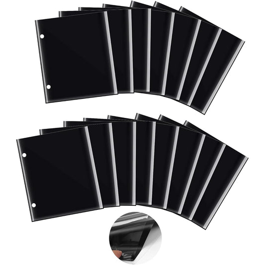 15 Flip Folder Pages 7.5 x 6.3 Inch Double Sided Marching Band Musical Flip Folio Pages with 2 Holes PVC Waterproof Tear Resistant Window Pages for Sheet Music Holding