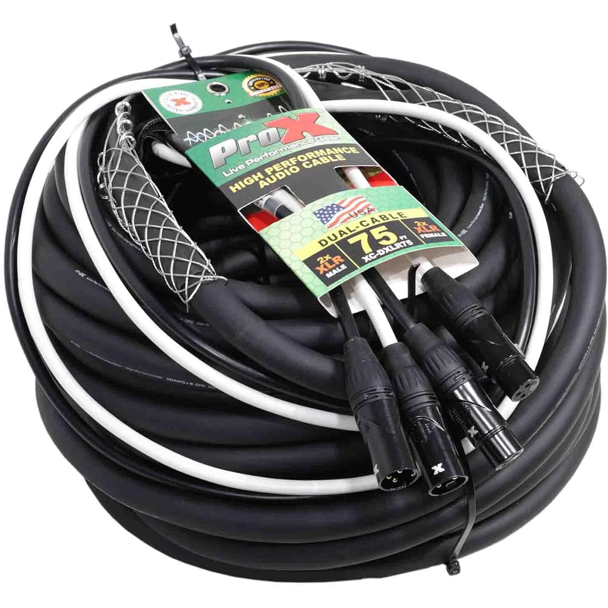 Prox XC-DXLR75 Balanced Dual XLR-M to Dual XLR-F High Performance Audio Cable - 75 Feet