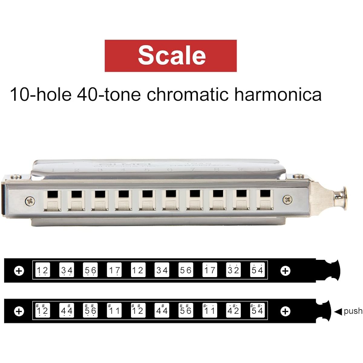 kmise harmonica 10 holes 40 tones C tune with case phosphor bronze reed chromatic harmonica for beginners and professionals for study and practice