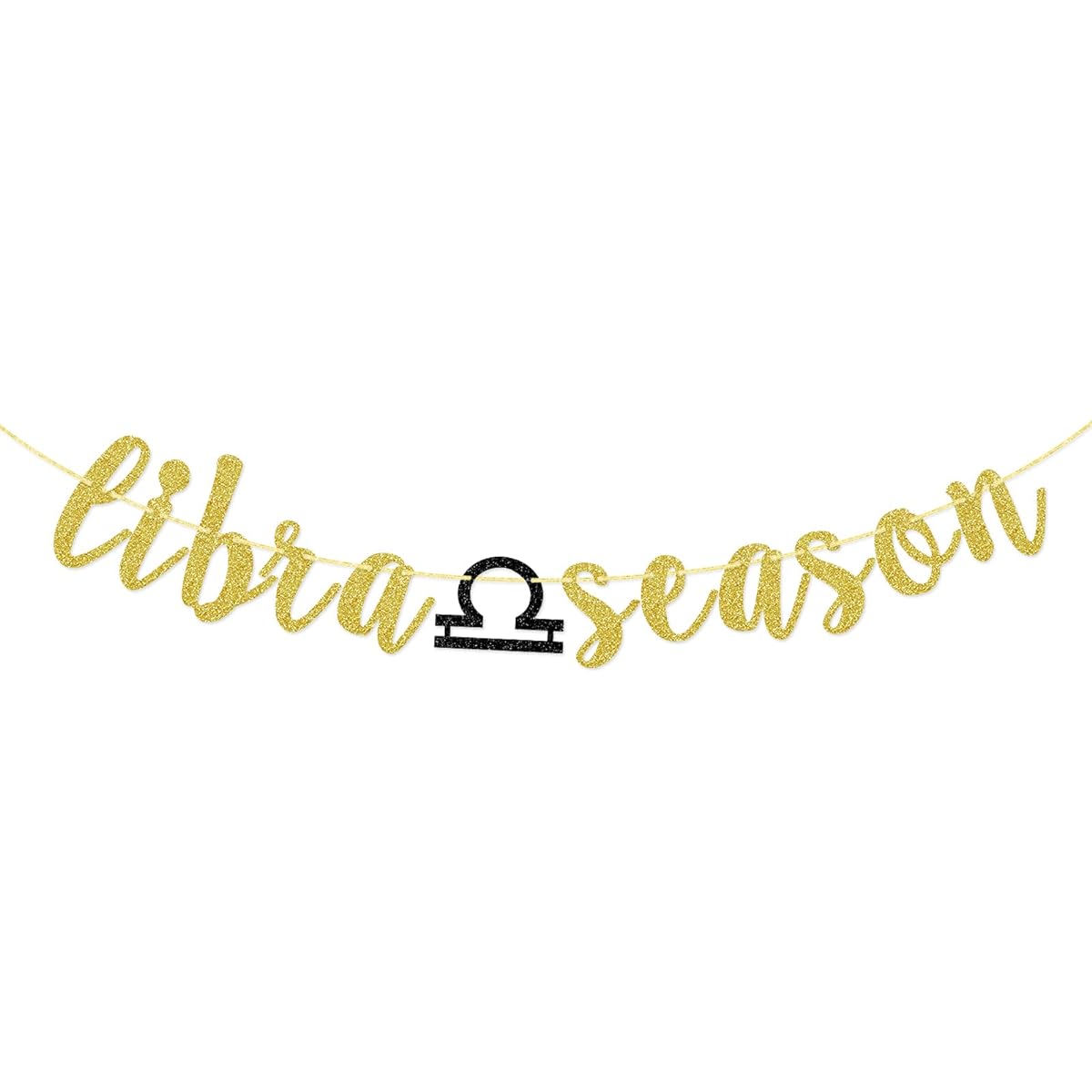 Libra Season Banner, Zodiac Birthday Banner, September October Birthday Banner, 18th 21st 25th 30th Birthday Party Decorations, Gold Glitter