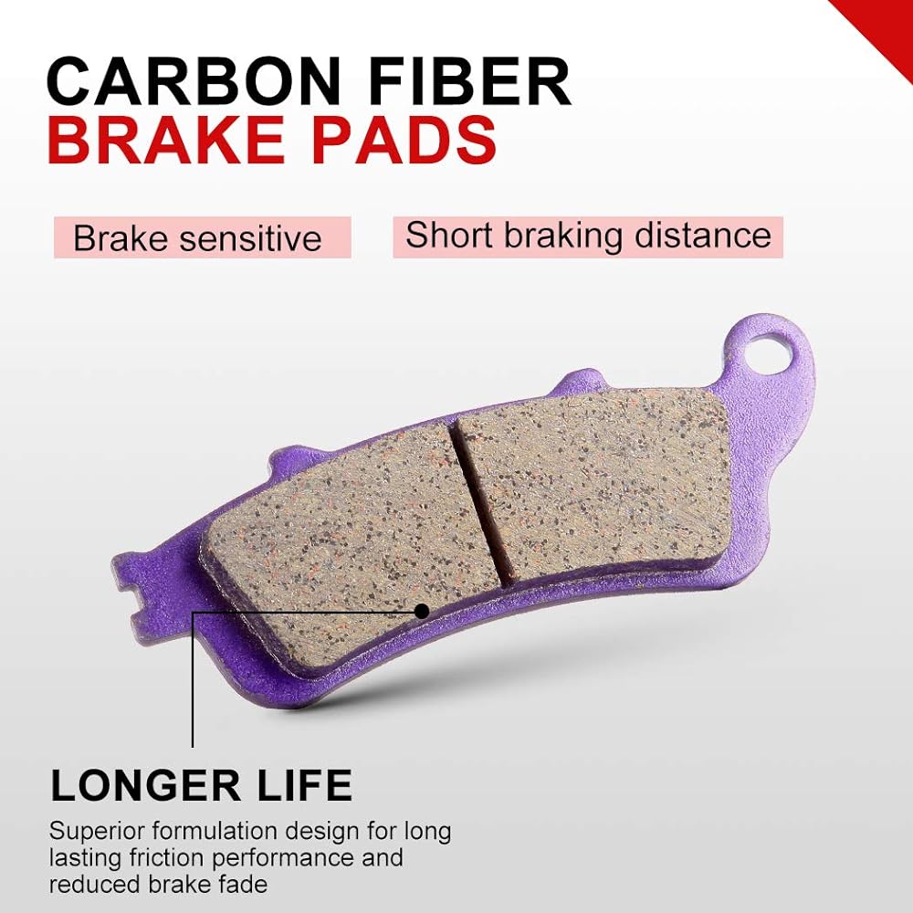 CCIYU Front & Rear Carbon Fiber Brake Pads Motorcycle Motorcycle Replacement Brake Pads for 1996 1997 1998 1999 2000 2001 2002 2003 2004 2005 2006 2007 2008 2009 2010 Honda
