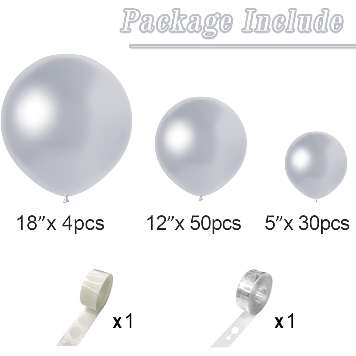 Metallic Silver Balloons 84pcs Silver Balloon Garland Arch Kit 5"+12"+18" Chrome Silver Balloons Happy Birthday Balloons Baby Shower Wedding Balloons Christmas Balloons Garland