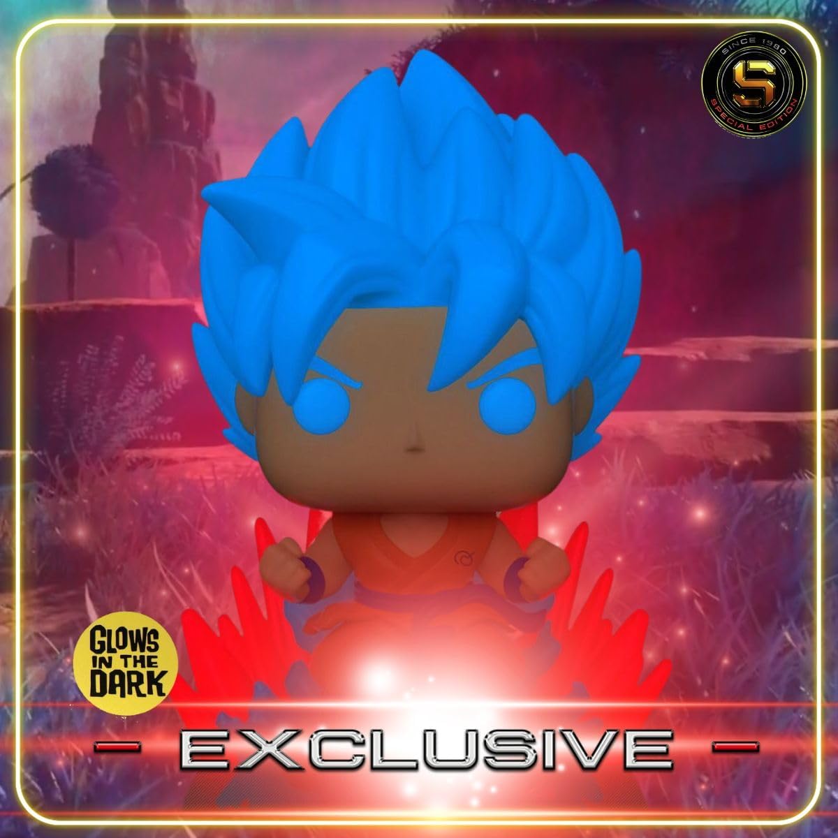 Funko Pop! Animation - Dragon Ball Super SSGSS Goku (Kaioken) Glow in the Dark Vinyl Figure - Special Edition Exclusive Multicolor #1256