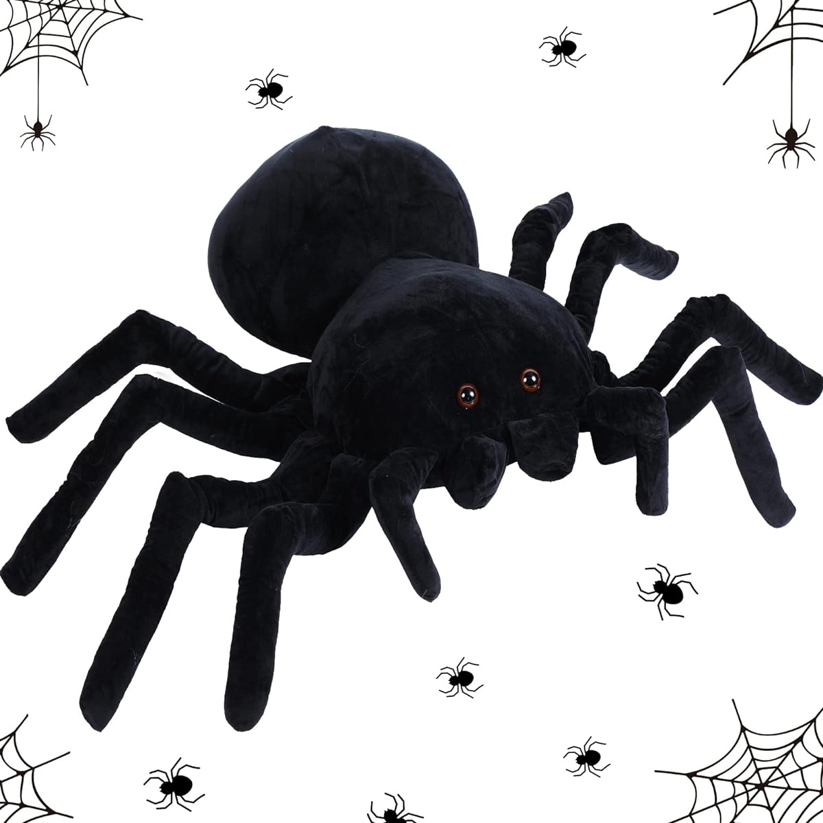 HyDren Giant Spider Plush Toy, Giant Spider Stuffed Animal, Realistic Black Spider Plush Toy, Halloween Funny Prank Toy (31.5 x 19.7 inches)