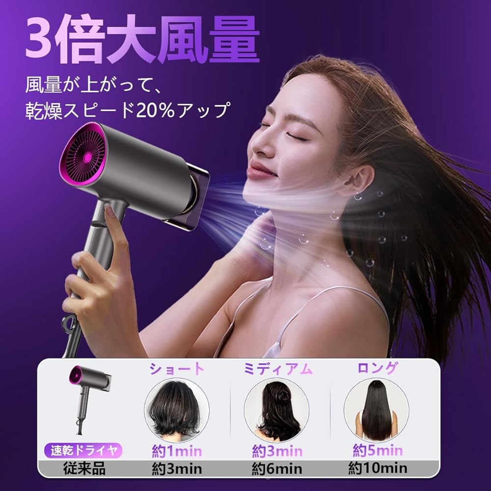 Oelihuor Hair Dryer, Large Air Volume, Quick Drying, 1400W [2024 New Arrival] Hair Dryer, 3 Levels Adjustable, Hot/Cold Air Switching, 57°C Constant Temperature