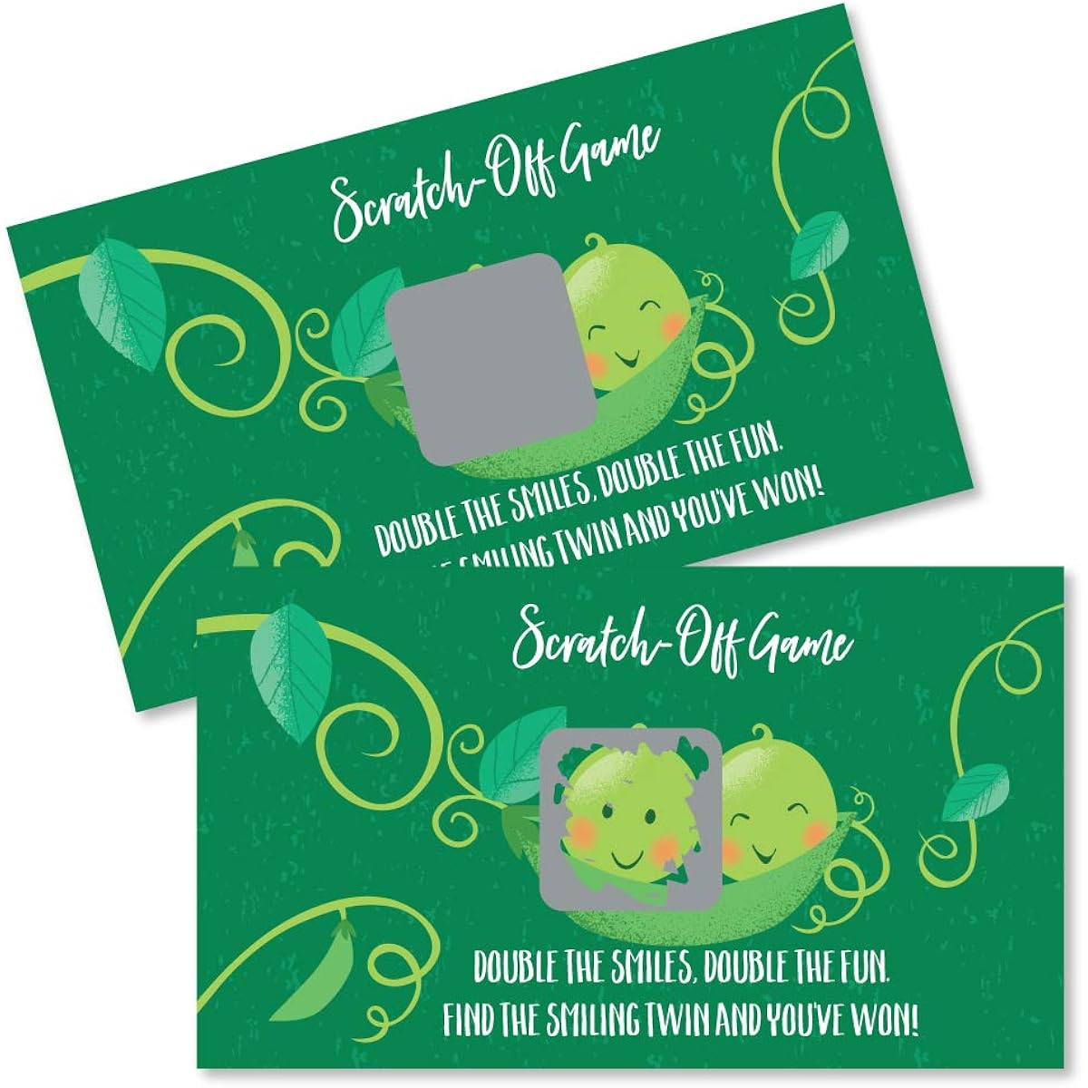 Big Dot of Happiness Double the Fun - Twin 2 Pods - Baby Shower First Birthday Party Game Scratch Off Cards - 22 Cards