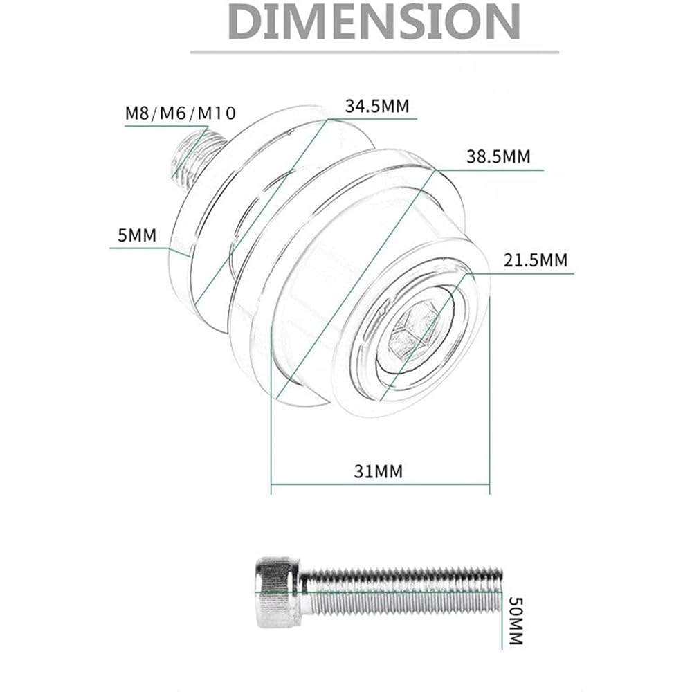 Stand Screw Slider Motorcycle CNC6MM Bracket Screw Swing Arm Slider Bobbin is very suitable for RS250 RS 50 125 250 1998-2003 2002 2001 2000 (Color: Gray)