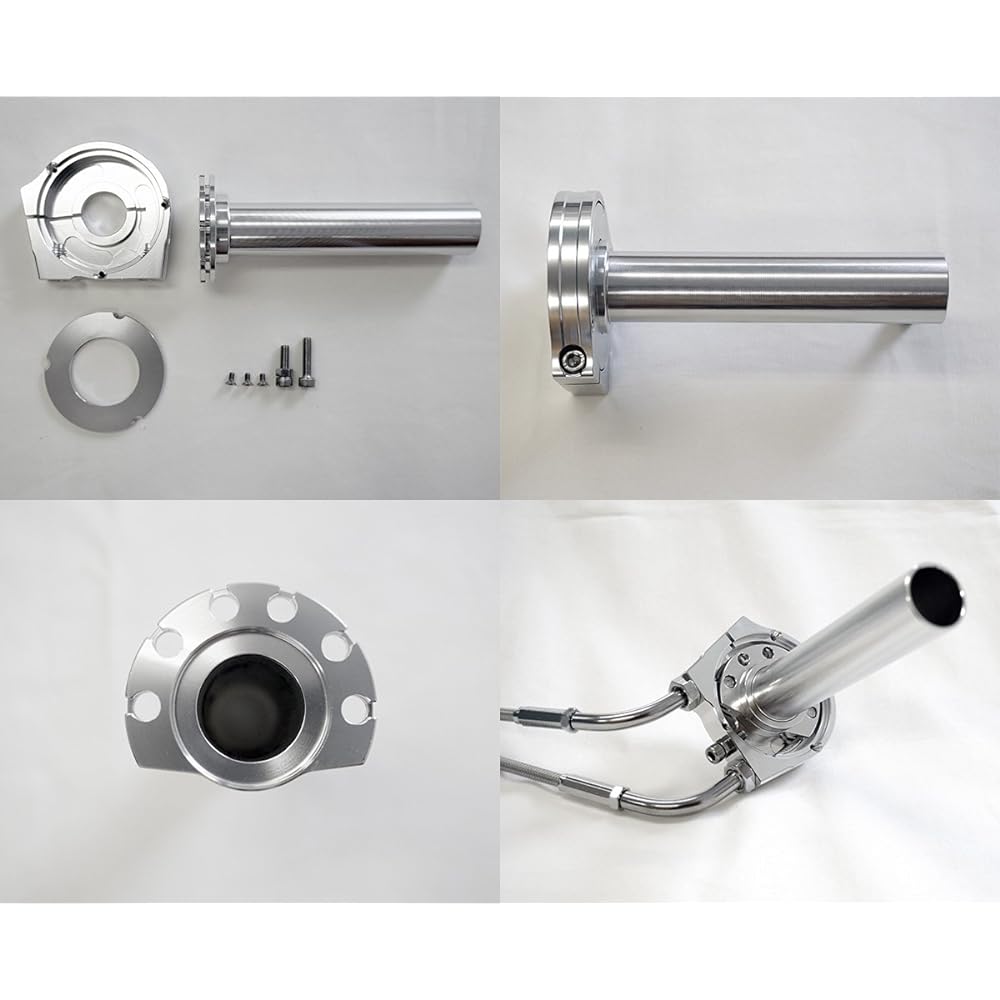 HK Machined Aluminum High Throttle High Throttle Body [Aluminum Buffed Finish: For φ22.2mm Handlebar Diameter] Motorcycle General-purpose Throttle