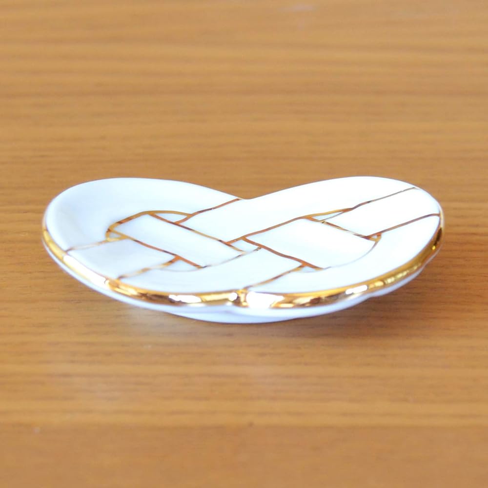 Chopstick rest set of 5 New Year fashionable cute Arita ware celebratory knot gold