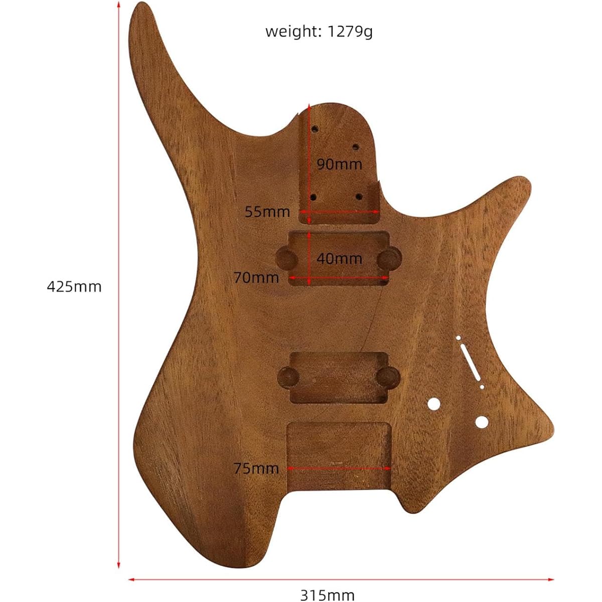 DeeRace Unfinished Guitar Body with Pickup Holes, Guitar Barrel Replacement for Luthiers, Guitar Parts Accessories for DIY Craft Enthusiasts