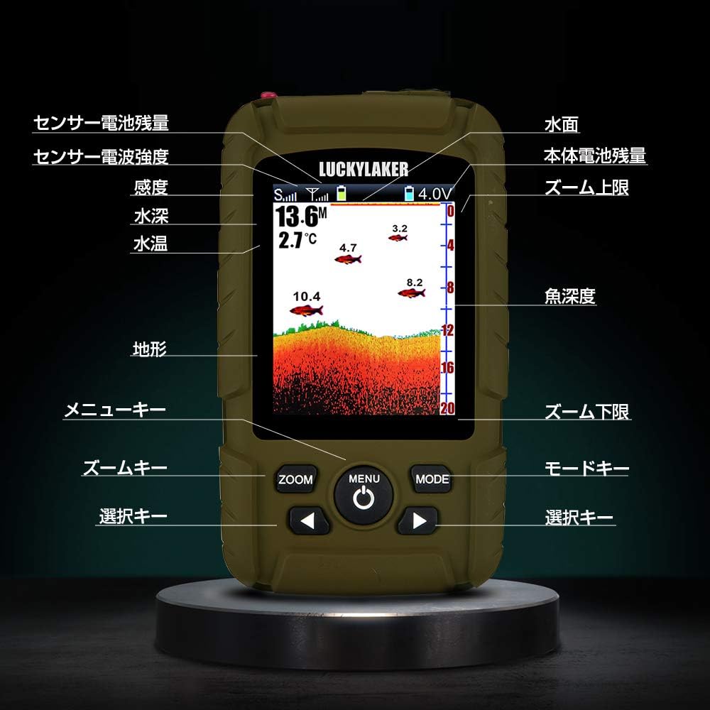 LUCKYLAKER Waterproof Wireless Fish Finder Portable Kayak Fish Finder Sea Boat SUP Embankment Boat Bass Fishing Smelt Fishing Small Fishing
