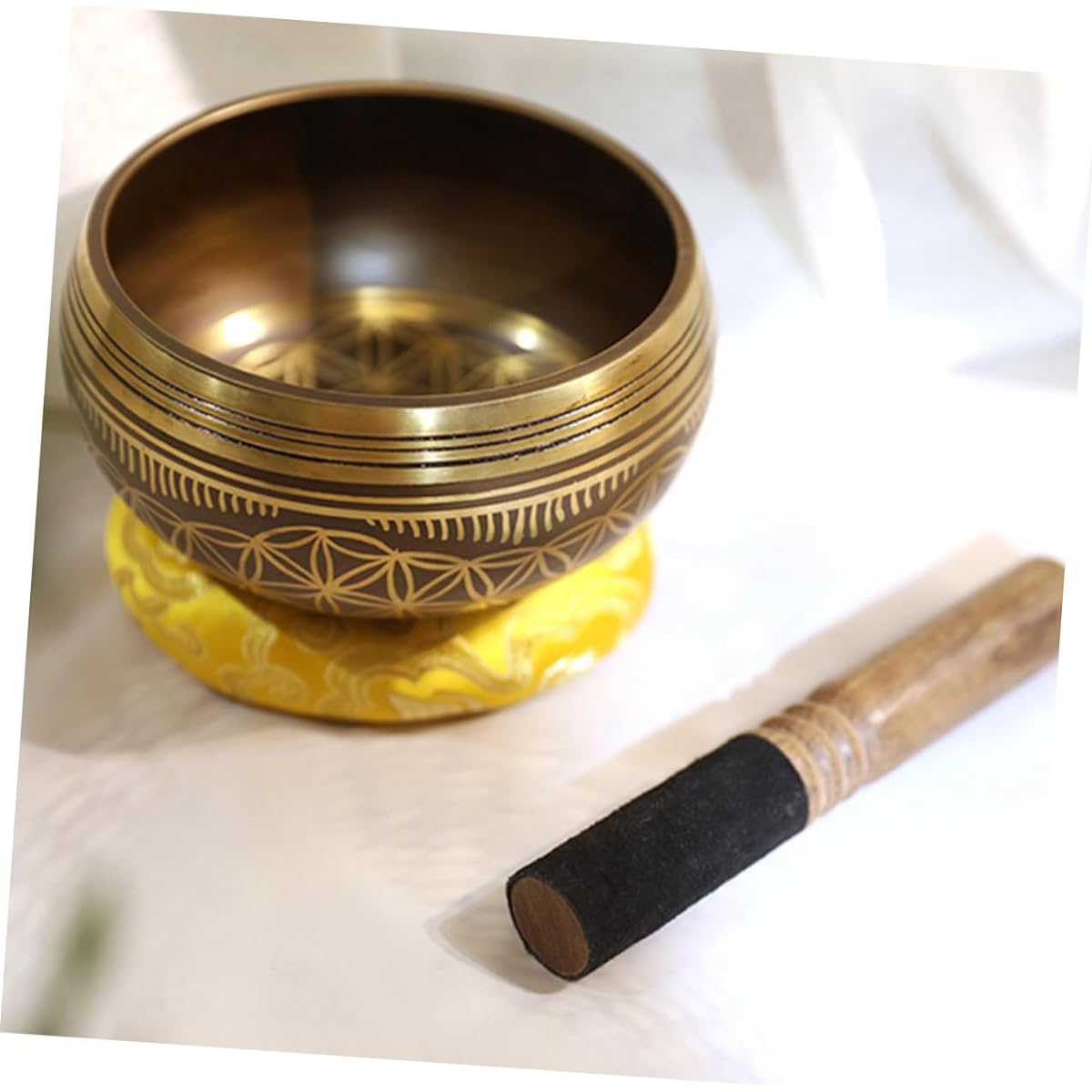 VINTORKY 1 Set Buddhist Music Bowl Colorful Healing Spirit Yoga Yogi Meditation Bowl Music Bowl Yoga Manual Tools Cotton