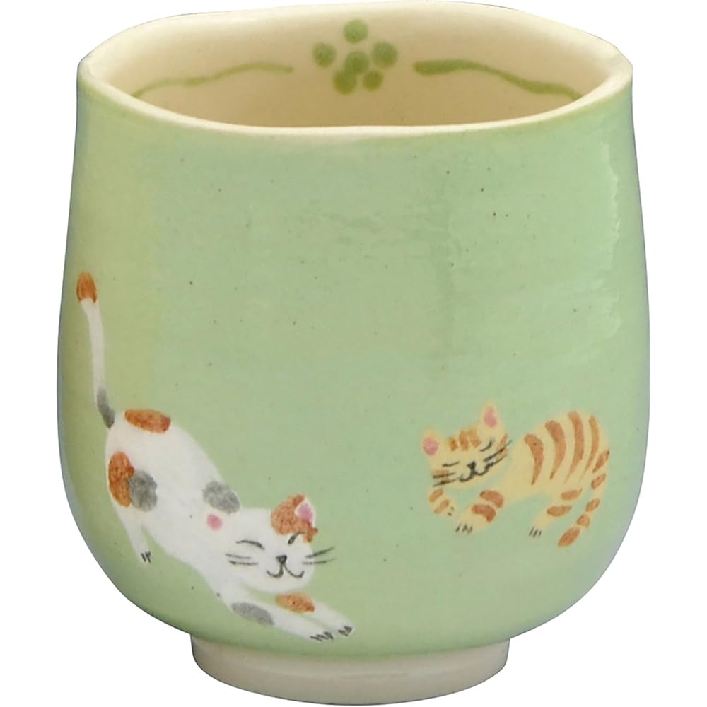 Kyoto ware Kiyomizu ware Rakuiri kiln set teacup Hidamari cat URH961