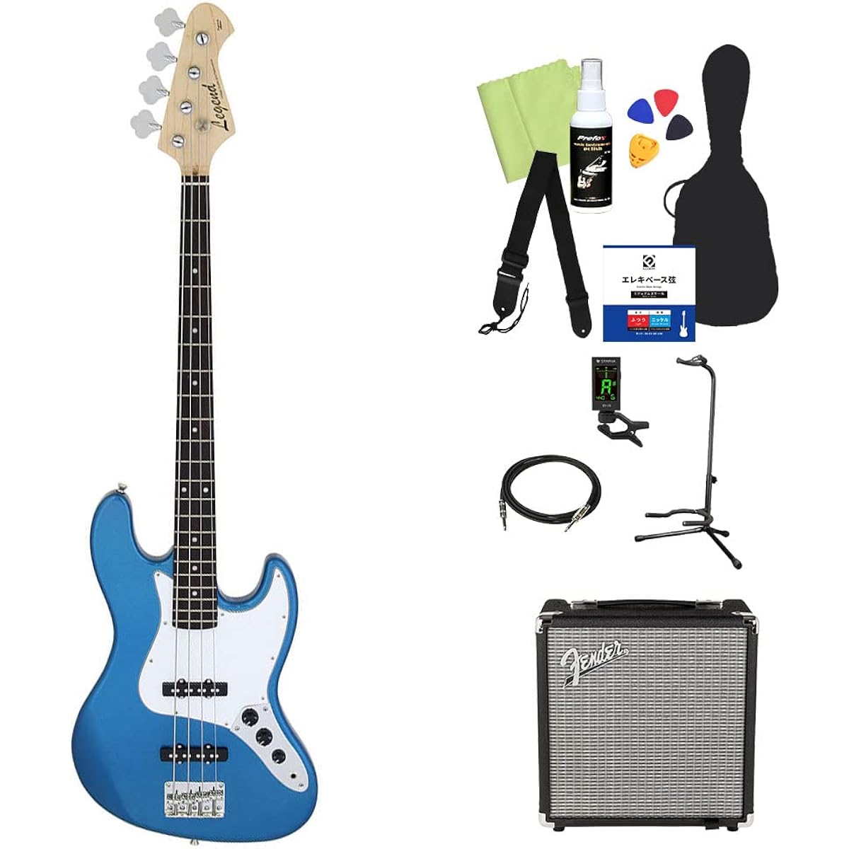 LEGEND LJB-Z Bass Beginner 12-piece Set [Fender Amplifier Included] MBL Jazz Bass Type Legend