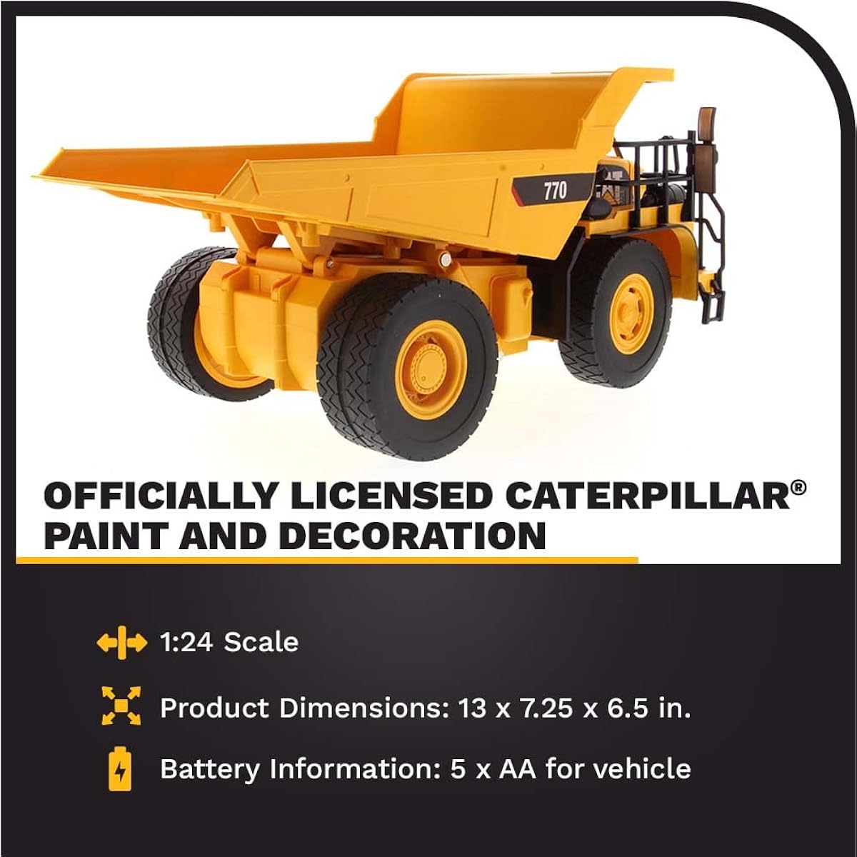 Diecast Masters Electric RC Construction Machine Series 1/24 Caterpillar CAT 770 Dump Truck Electric Radio Control DM25006