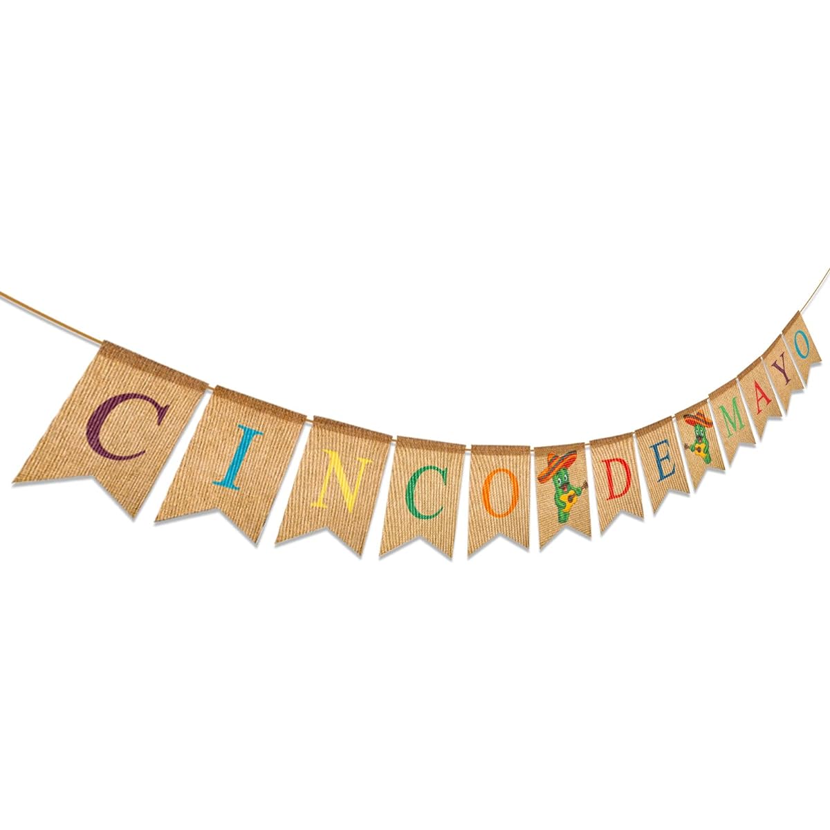 HOWAF Cinco De Mayo Burlap Banner, Mexican Fiesta Party Decorations Banner, Mexican Themed Birthday Party Supplies, Fiesta Party Backdrop Banner, Mexican Themed Background Banner for Photo Booth Supplies