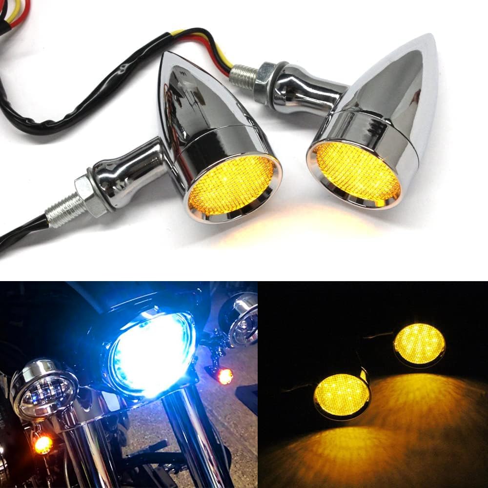 DREAMIZER Chrome #1 Motorcycle 15 LED Turn Signal Turn Signal Light Bullet for Harley Sportster XL 1200 883