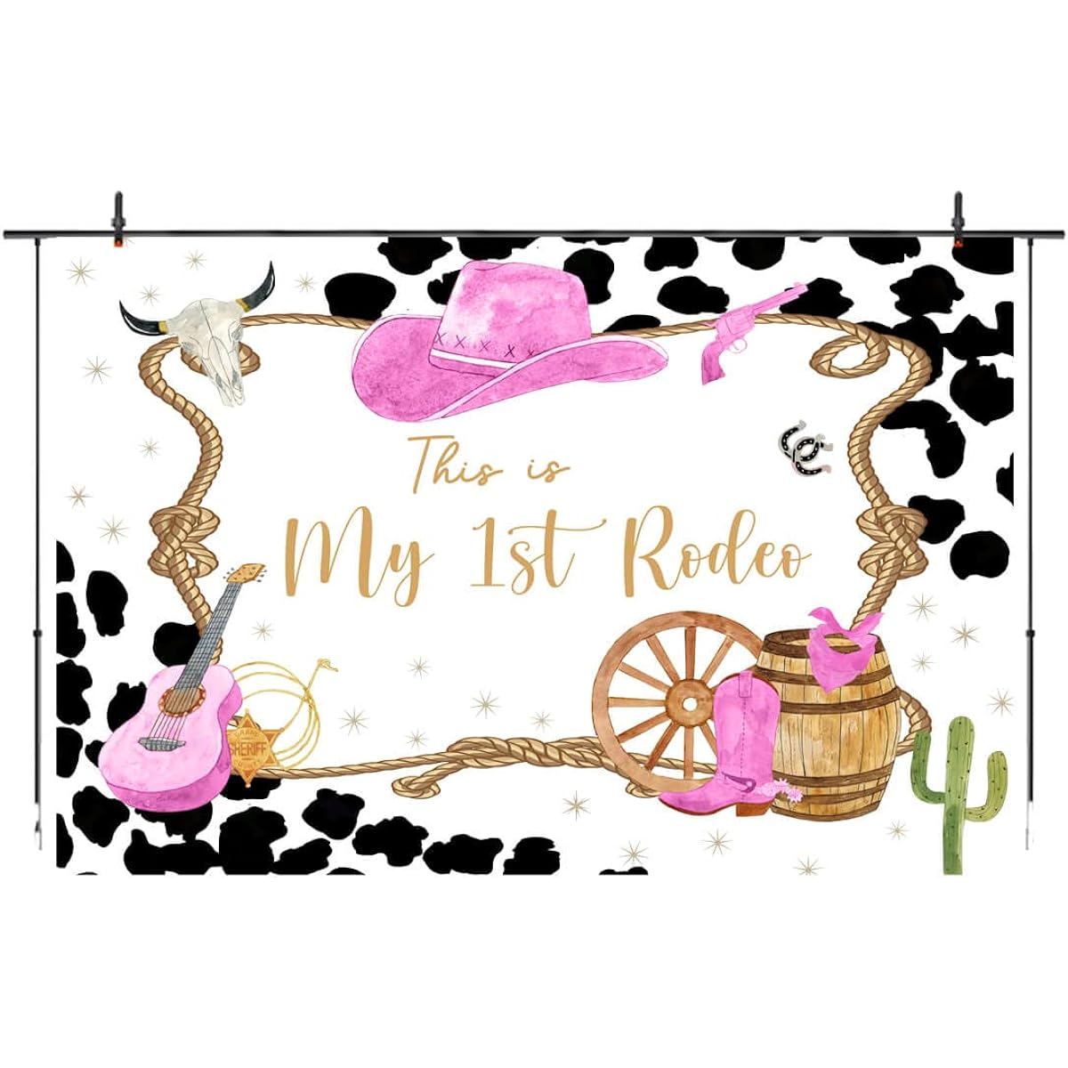 West Cowgirl Themed Birthday Party Backdrop for Girls My Wild West First Rodeo Party Photography Background Girls 1st Happy Birthday Cake Table Banner Decorations 6x4ft