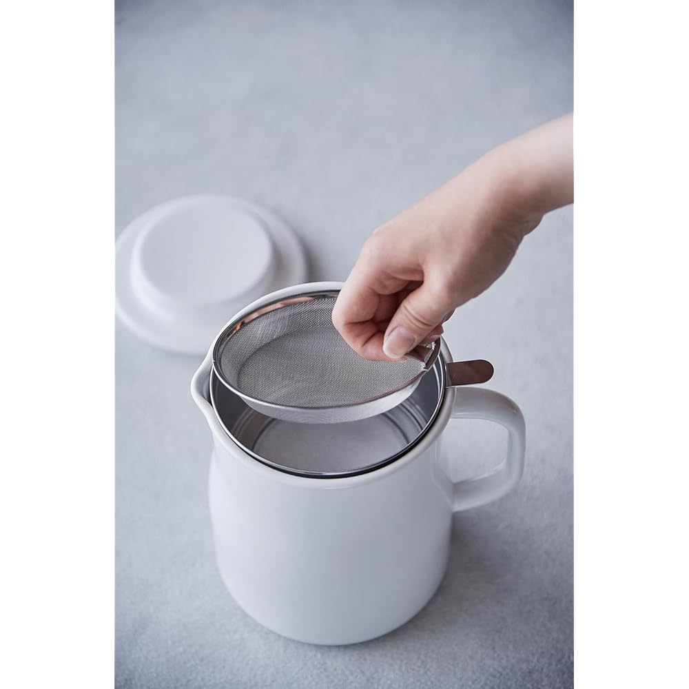 Noda Horo Oil Pot Enamel 800ml All White Made in Japan Lokapo NOL-800