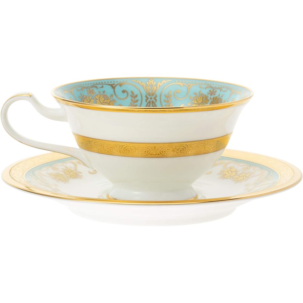 Noritake Cup & Saucer (Pair Set) (Coffee Tea) 220cc Georgian Turquoise 2 Bone China P59587/4857