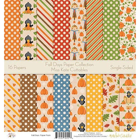 Miss Kate Cuttables Autumn Day - Die Cuts & Paper Set - 16 sheets of 12"x12" specialty paper & over 60 coordinating die cuts - Original Matching Set