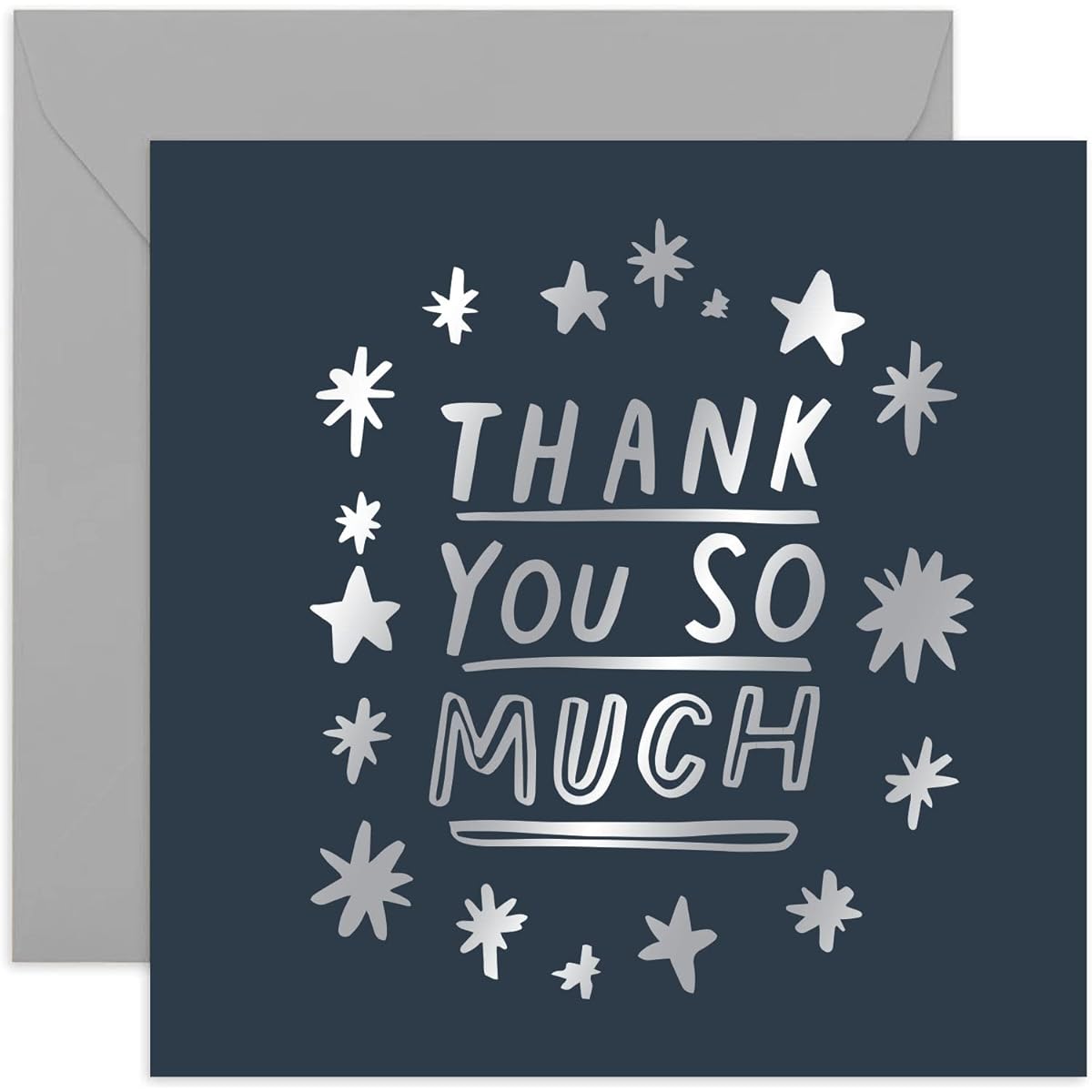 Old English Co. Thanks So Much Sparkle Card - Cute Silver Foil Card for Him or Her | For Men, Women, Friends, Family | Plain Inside & Includes Envelope