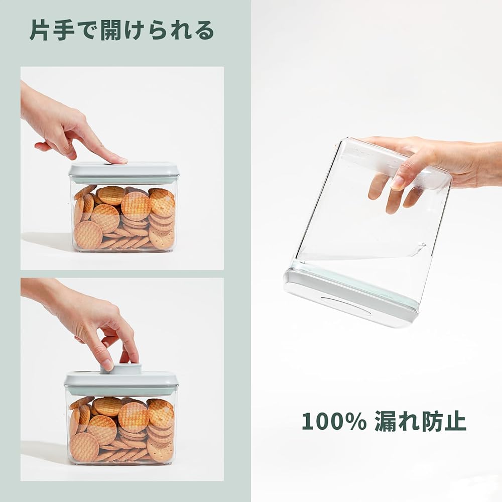 Tourdeus Vacuum Storage Container Canister Storage Container Plastic Pop-up Container Moisture Proof Transparent Set of 10 Pop-Top Food Storage Containers 3300ml*2, 2700ml*2, 1980ml*2, 1200ml*2, 550ml*2