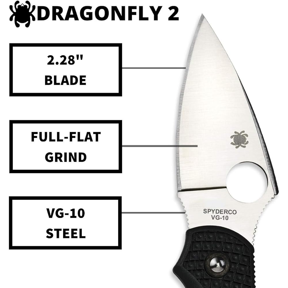 Spyderco Dragonfly 2 VG-10 Black Straight Blade C28PBK2