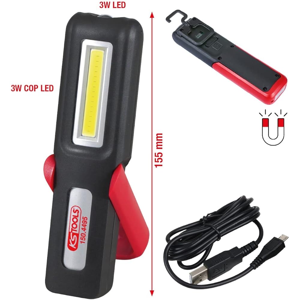 KS Tools Mobile Workshop Hand Lamp Foldable 3 Watt COB LED 150.4495