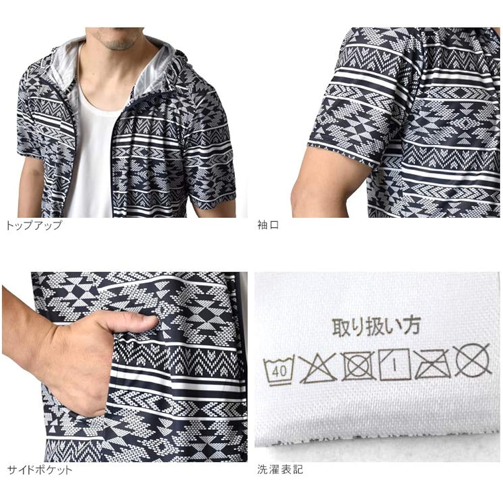 [Aruge] Rush Parka Short Sleeve Parka Rash Guard Sweat Absorbent Quick Drying Dry UV Protection Cool Touch Feel DRY / A2R