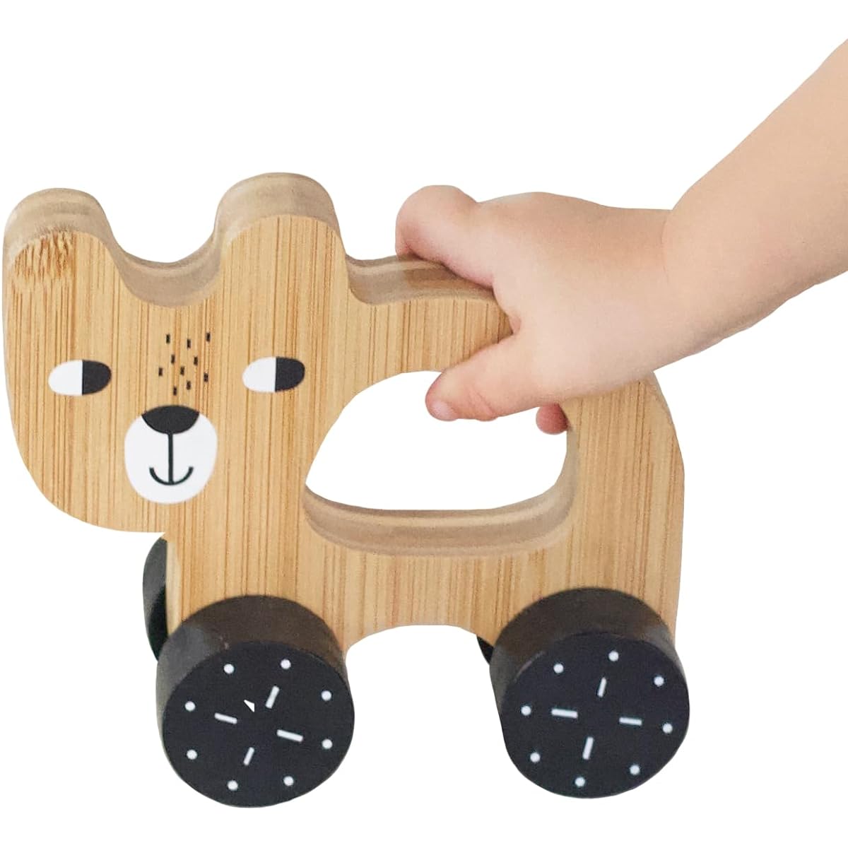 Wee Gallery Bear Push Toy Rolling Toy Classic Motion Toy Kids Motor Skills Balance Roll Angle Animal Nursery Decoration (Baby, Toddler, Kids)