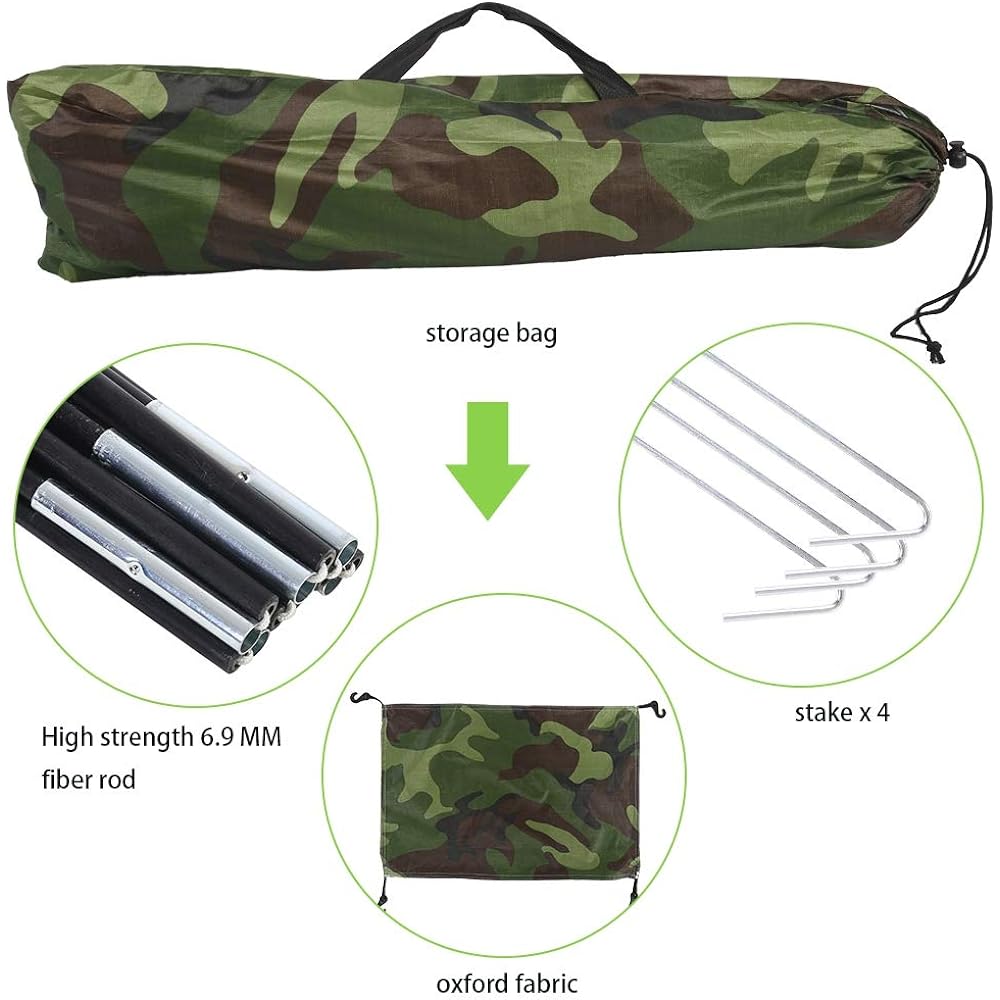 Dilwe Camouflage Tent, Outdoor Camping Tent, Single Person, Small, UV Protection, Sturdy, Waterproof, Breathable, Camouflage Pattern, Portable, Compact, Easy to Set Up, For Outdoor/Beach/Hiking/Disaster Prevention/Earthquake...