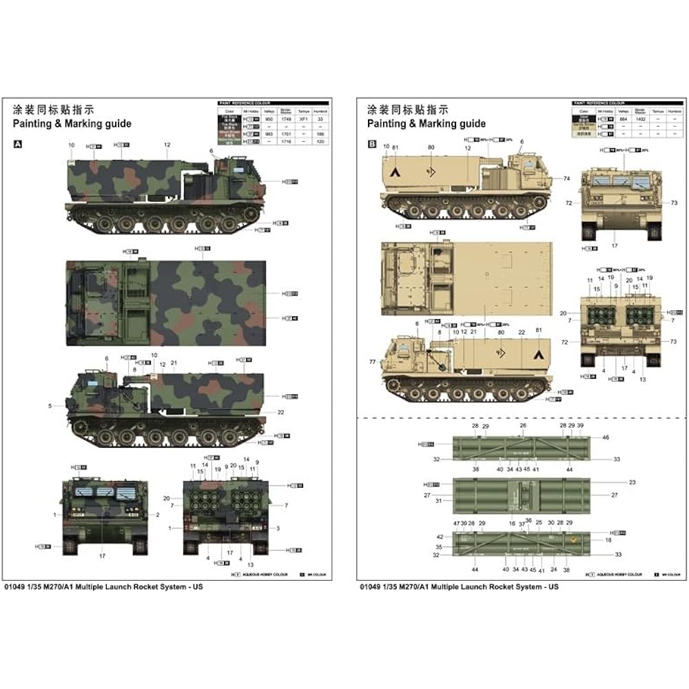 Trumpeter 1/35 US Army M270/A1 MLRS Multiple Rocket System Plastic Model 01049 Gray