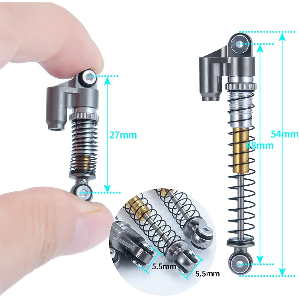 RCLIONS RC Shocks 48mm Adjustable Absorbing Damper for 1:24th Axial SCX24 AXI90081 Deadbolt AXI00001 AXI00002 JLU CRC RC Crawler Car Upgrade