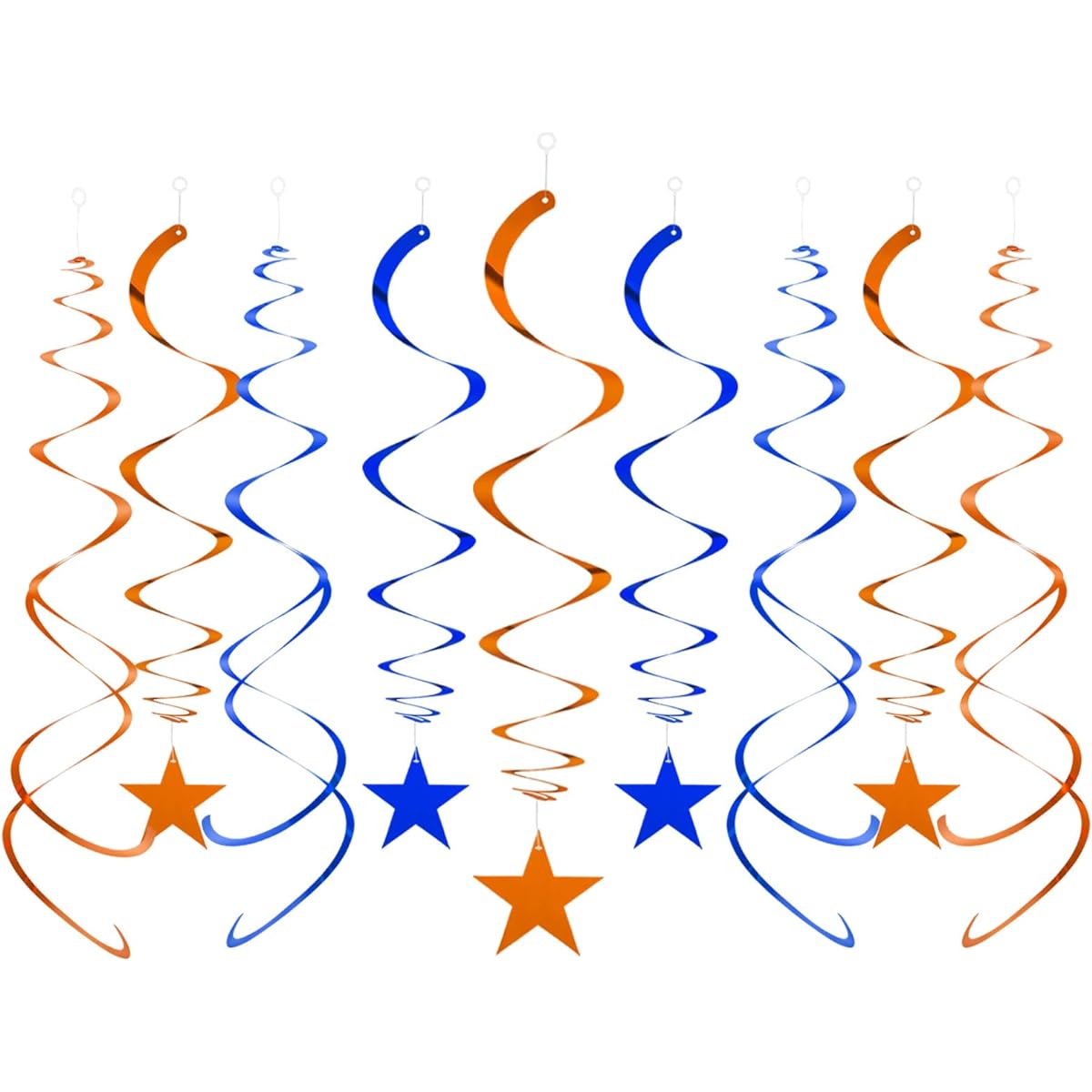 Capesaro Blue Orange Star Hanging Swirl Decorations Foil Streamers Ceiling Hanging Swirl Party Decorations 20 Pack