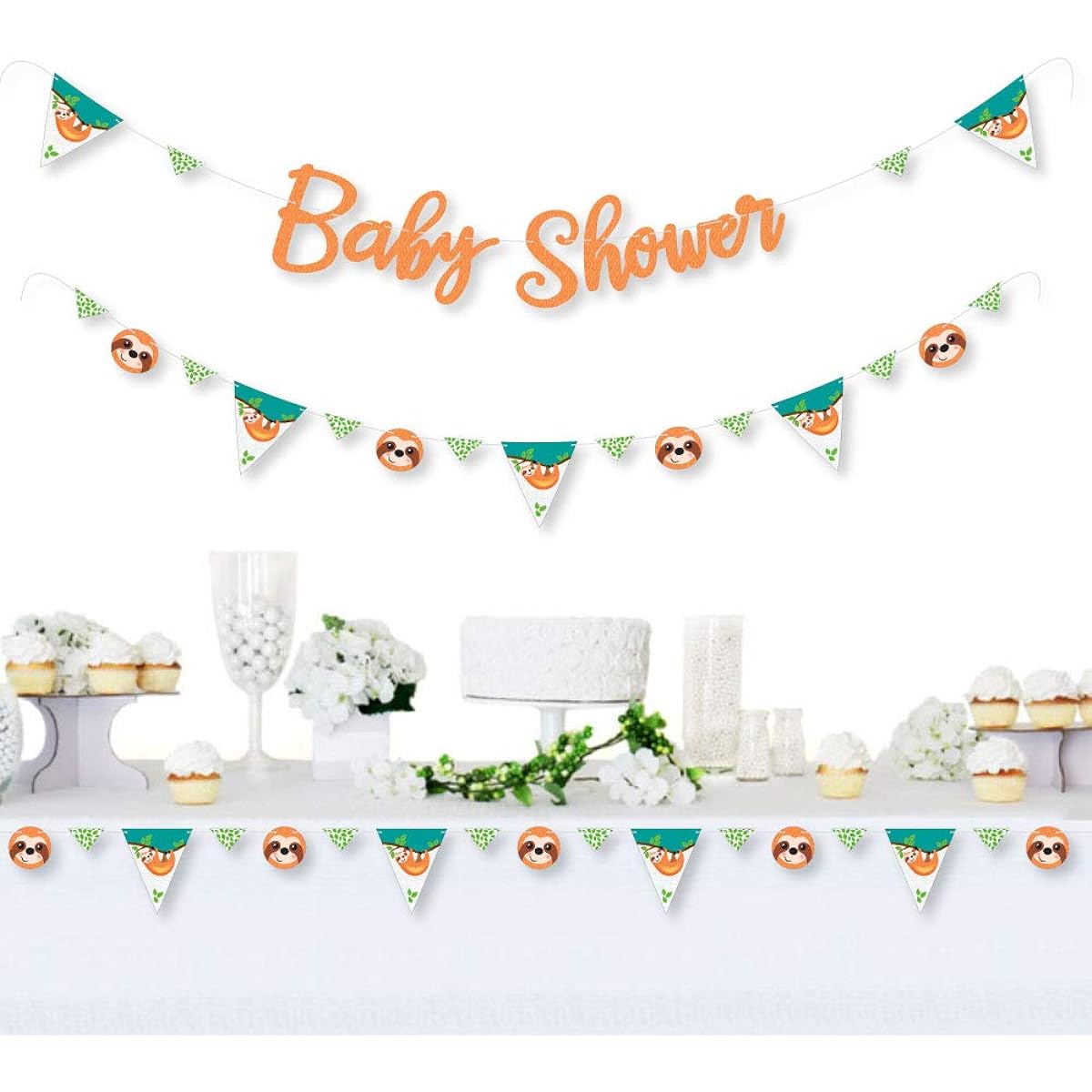 Big Dot of Happiness Let's Hang - Sloth - Baby Shower Letter Banner Decorations - 36 Banner Cutouts and Baby Shower Banner Letters