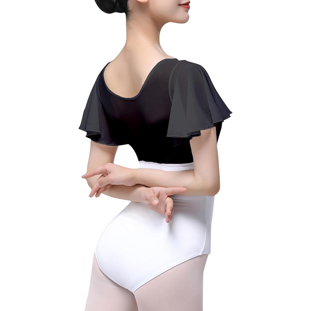 [flexdans] Women's Leotard Ballet Adult Short Sleeve Ruffle Leotard Adult Ballet Gymnastics Yoga Dance Ballet Leotard