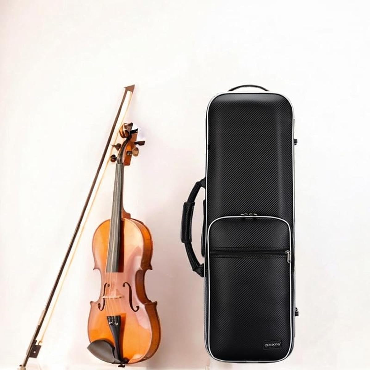 rockible Violin Case Violin Box Shockproof Storage Box PU Leather Violin Backpack Violin Hard Case, Strip