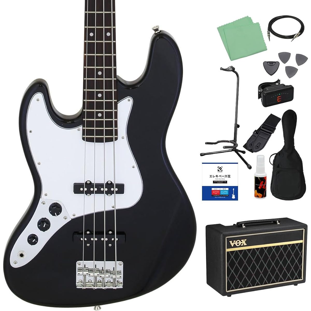 LEGEND LJB-Z L/H Black Bass Beginner 12-piece set [With VOX amp] Jazz bass type Left-handed Legend