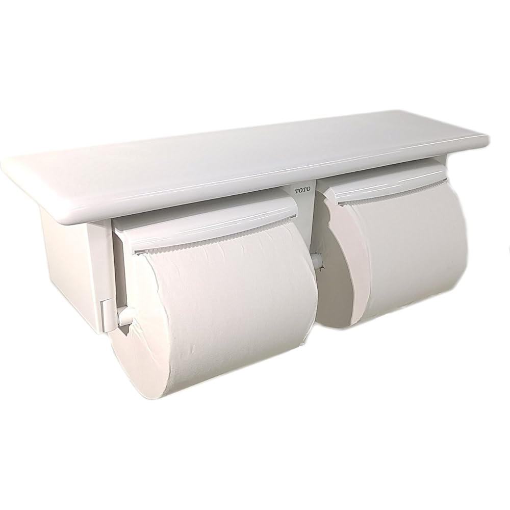 TOTO Double Paper Roller with Shelf (Ceramics) Resin White YH74SR#NW1 Compatible with coreless paper
