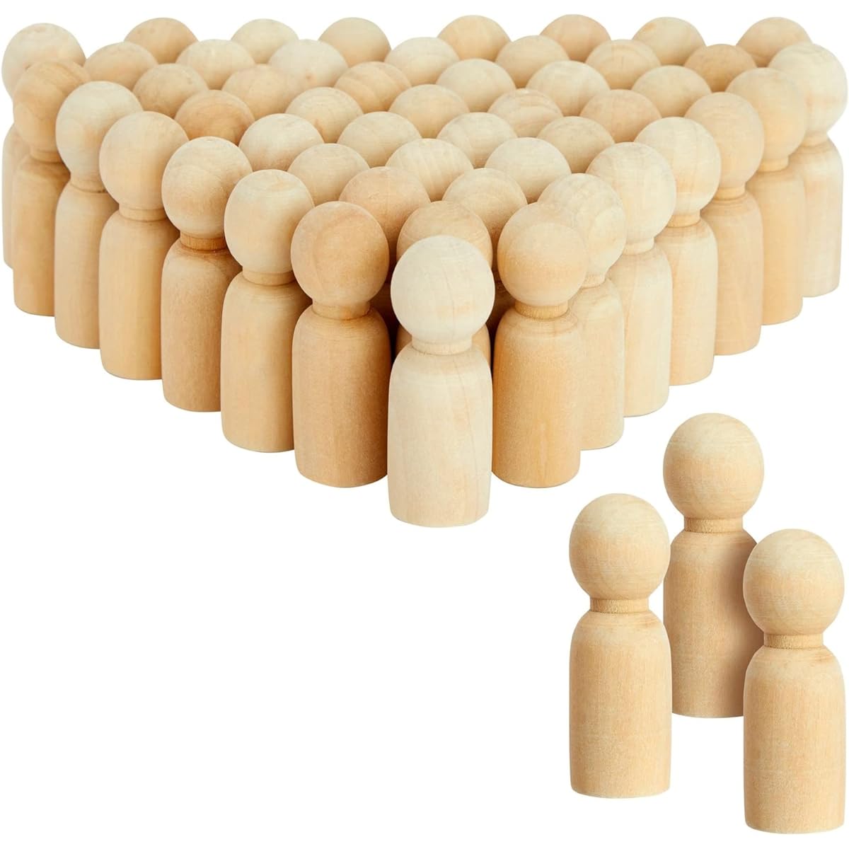 Wooden Peg Dolls Peg Doll Kit (2.4 inch 50 pack)
