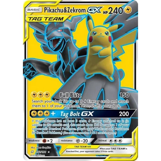 Pokemon Pikachu & Zekrom GX 162/181 Team Up Full Art Ultra Rare Card