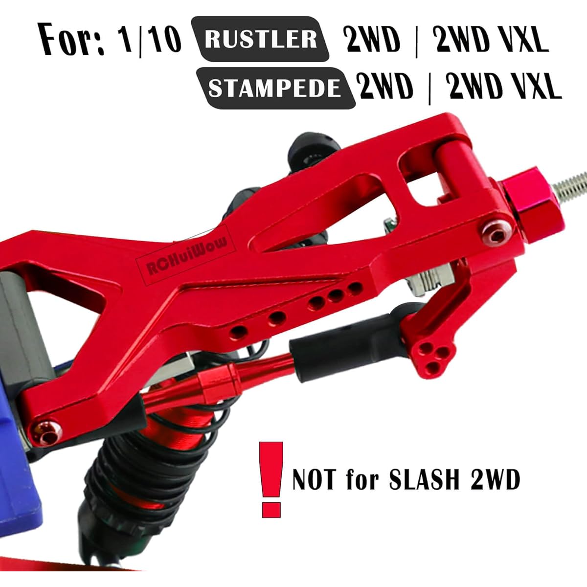 RCHuiWow RC Aluminum Suspension Arm Upgrade Parts for 1/10 Rustler 2WD/2WD VXL, Stampede 2WD/2WD VXL Alloy Front Rear Suspension A-Arms 4 Pieces #3631#3655X Replacement Red