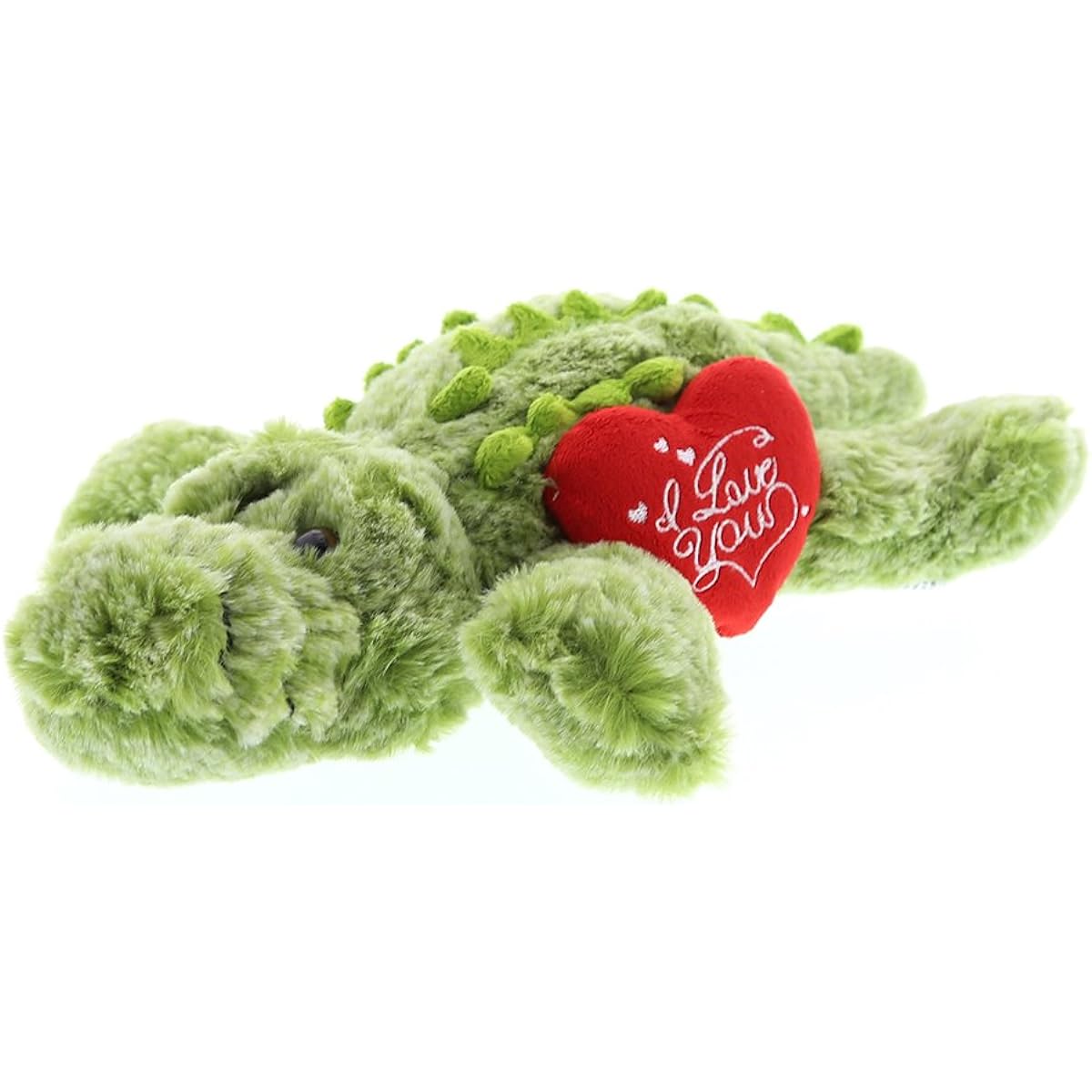 DolliBu I Love You Green Alligator Small Plush Toy - Personalized Cute Stuffed Animal with Heart and Name for Valentine's Day/Anniversary/Romantic Date/Boyfriend/Girlfriend Gift - 11.5 Inch