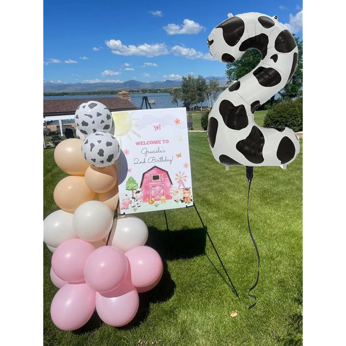 Gifloon Number 2 Balloons Cow Pattern Balloons for Party Decoration 40 Inch Large Cow Balloons 2 Pieces