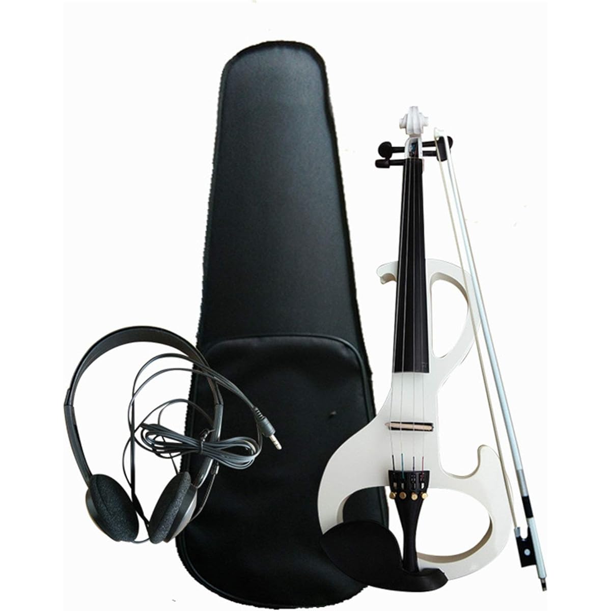 Violin White Blue Electronic Violin Electronic Violin Electric Acoustic Violin for Beginners (Color: White)