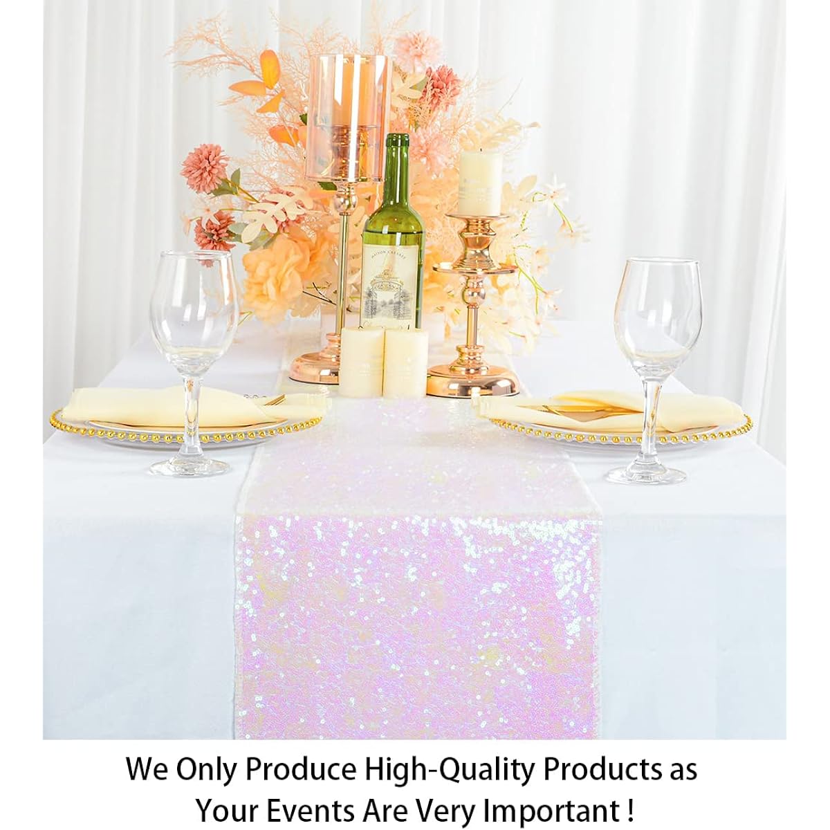 Sequin Table Runner-14" x 108" Sequin Tablecloth Wholesale Sequin Table Cloths Sequin Linen 14x108-Inch Sequin Table Runner 14x108 Iridescent