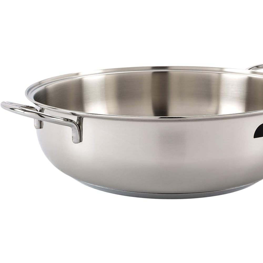 Barazzoni Two-handed pot, stainless steel, ∅22 x H7.5cm, with lid, low casserole BONITA 266604022